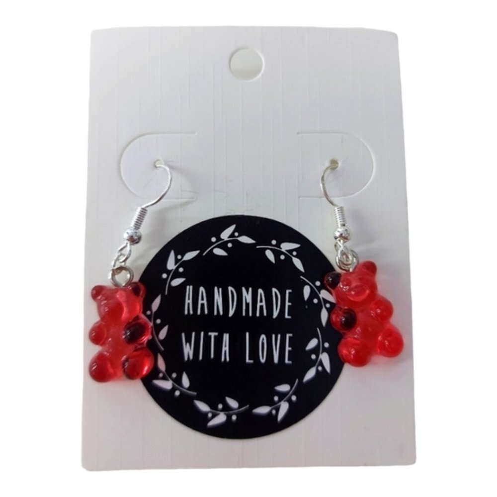 Handcrafted Red Gummi Bear Themed Earrings